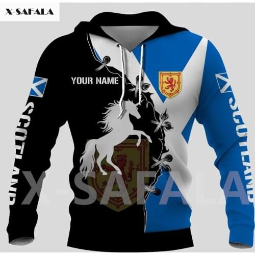 Scotland Unicorn National Emblem Skull Country Flag 3D All Printed Hoodie Man Women Harajuku Zipper Pullover Sweatshirt Jacket