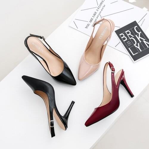 Fashion Pointed High Heels Hollow Sexy Professional Womens Shoes Concise Elegant Large Small Size Single Shoes Black Pumps 31-45