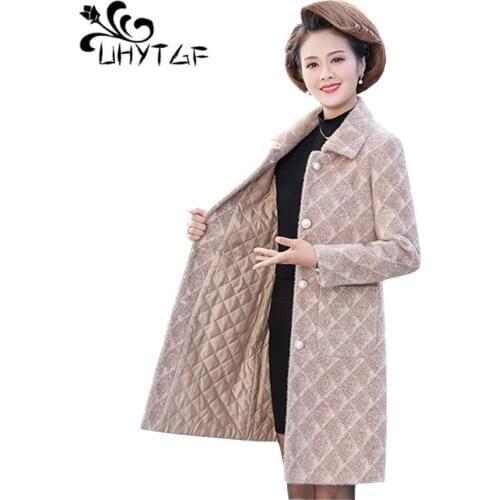 UHYTGF Casual Warm Autumn Winter Woolen Jacket Women Imitation Mink Velvet Thick 5XL Plus Size Coat Elegant Female Clothes 1109