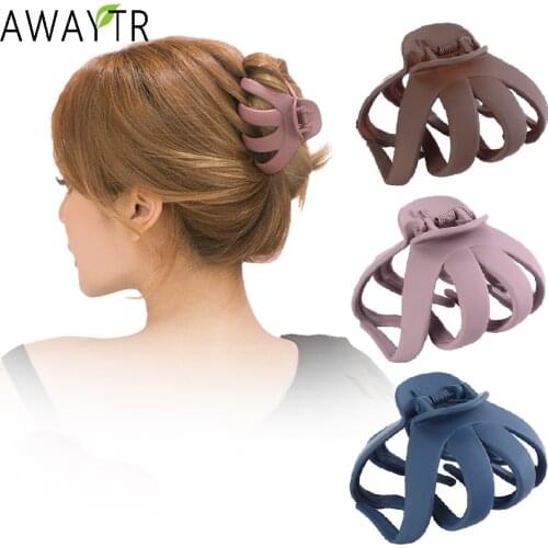 AWAYTR Solid Flower Hair Claws Elegant Frosted Acrylic Hair Clips Crab Hairpins Barrette for Women Girls Hair Accessories Bands