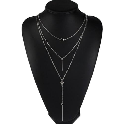 KEJIALAI Women Necklaces Pendant Collarbone Short Chain Necklace Multilayer Tassels Crystal Dots Womens Pendant Necklaces N3626