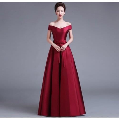 Beauty Emily Burgundy Evening Dress 2020 Long Lace Up A Line Formal Party Prom Dress V-neck Floor-length Gowns robe de soiree