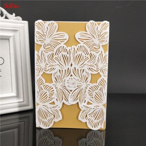10/30pcs Lace Wedding Invitations Cards Square Laser Cut Flower Greeting Card Event Party Supplies Wedding Decoration 12*18cm 5z