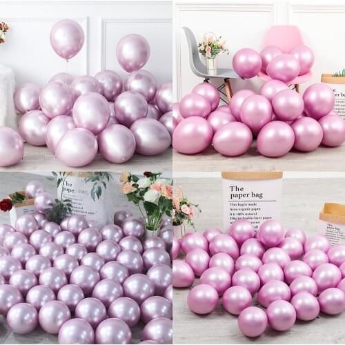 100pcs 5/12inch Chrome Pink Metallic Lilac Purple Balloons Glossy Latex Globos Wedding Birthday Party Decorations Baby Shower