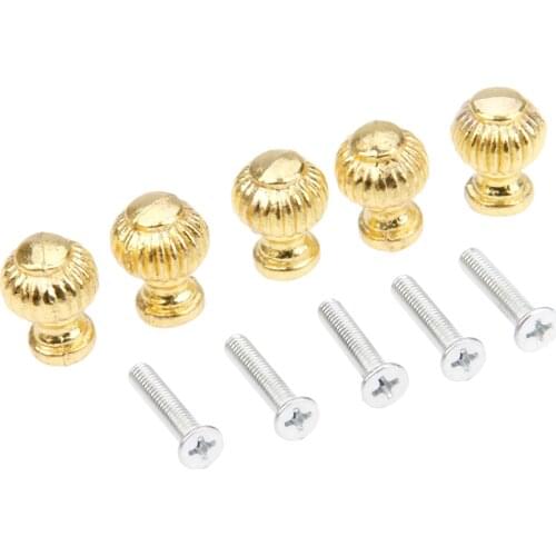 5pcs/lot Gold Lamp Knobs Vintage Pull Round Handles with screw Furniture Hardware Jewelry Box Cupboard Drawer Cabinet 14mm*19mm