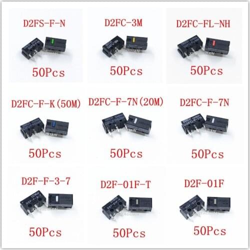 50Pcs OMRON mouse micro switch D2FC-F-7N 20M OF D2FC-F-K(50M) D2FC-FL-NH D2FS-F-N D2F D2F-01F D2F-01F-T D2F-F-3-7 Mouse Button