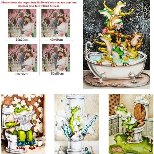 5D Diy Diamond Painting Animal Frogs Toilet Custom Square Diamond Round Diamond Full Diamond Cross Stitc Mosaic Home Decora