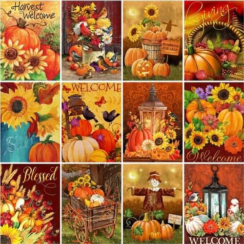 5D DIY Diamond Painting Halloween Pumpkin Craft Kit Full Square Diamond Embroidery Cartoon Cross Stitch Halloween Decor Gift