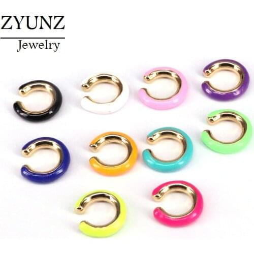 6 Pairs, Clip On Earrings Ear Cuff Earcuffs Enamel C Shaped Stackable No Pierced Circle Party Wedding Jewelry