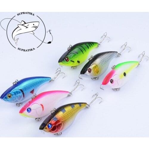 6Pcs/Lot 7.5cm/18g Crankbait VIB Fishing Lure Bait For Bionic Artificial Hard With 2 Treble Hooks Tackle Wobblers Pike Fishing