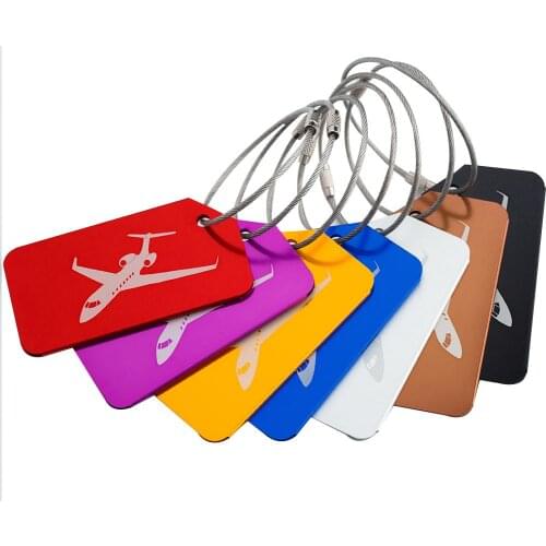 7PCS/SET travel accessories luggage tag Aircraft Square Shape Portable Secure Travel Suitcase label Boarding Bag Tags