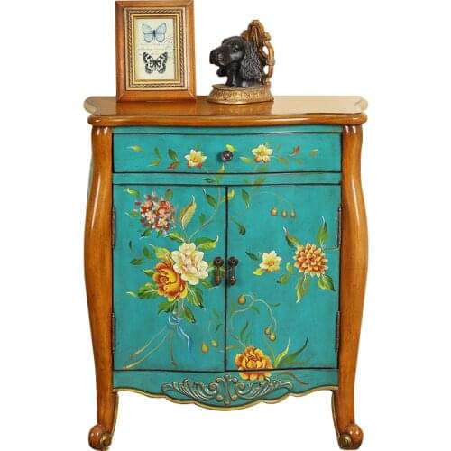 American Painted Bedside Cabinet Hallway Shoe Cabinet Simple Partition Cabinet Two-part Storage Cabinet Retro Two-door Porch