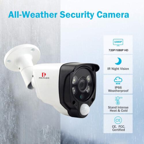 Pripaso 1080P AHD Cameras Analog High Definition Surveillance Infrared Camera 720P AHD CCTV Camera Security Outdoor Bullet Cam