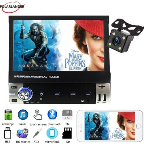 1 Din 7 Inch Car Radio MP5 12V Mobile Phone Interconnection Bluetooth Full Touch Car Audio Video Manual Retractable Screen 6902
