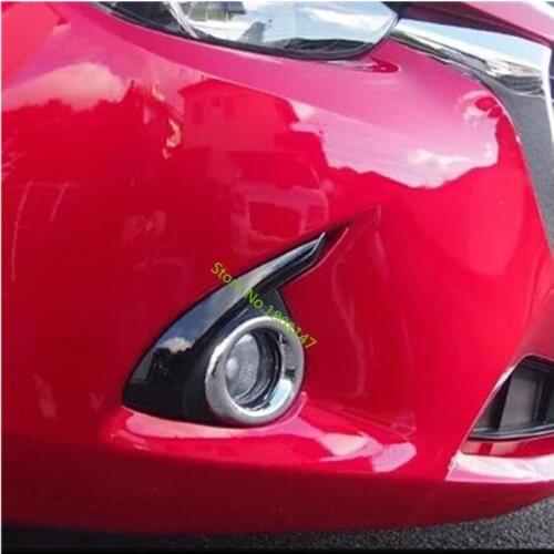 Car Head Front Fog Light Lamp Frame Sticker Styling ABS Chrome Cover Trim Panel 2pcs For Mazda 2 Demio 2015 2016 2017 2018 2019