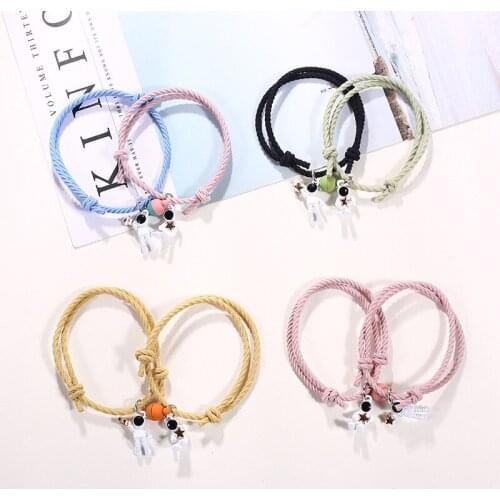 Lovers Bracelet Astronaut Magnet Attracts A Small Rubber Band A Pair Of Adjustable Hair Rope Female Students Young Blood Gifts