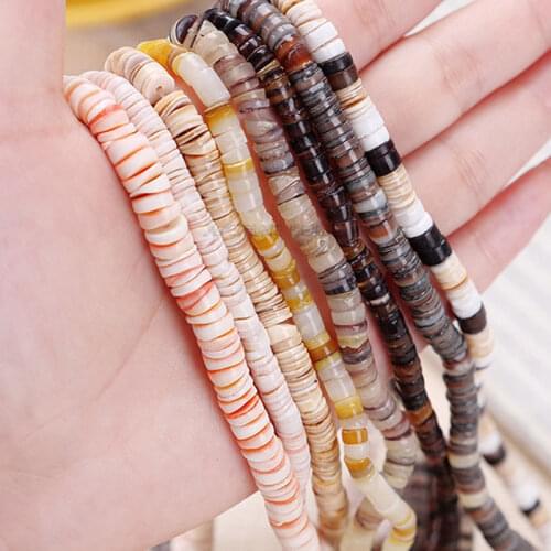 Natural Shell Beads Rondelle Heishi Loose Spacer Beads For Jewelry Making 2x7mm DIY Bracelet Accessorries Beads For Women Gifts