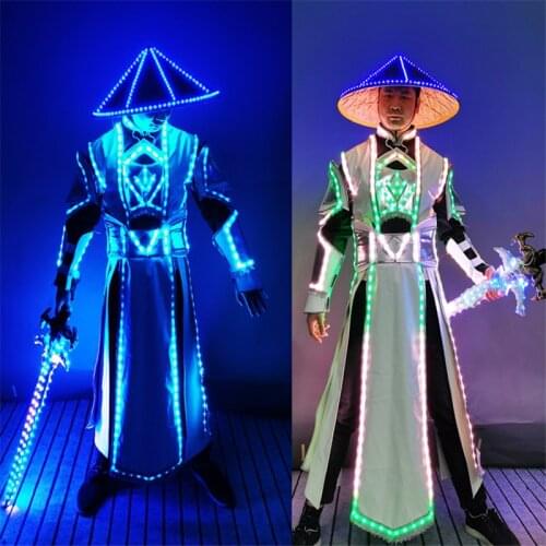 BV14 Robot men performance led light costumes dj rave show colorful luminous jacket cosplay chinese glowing outfit bar wears dj
