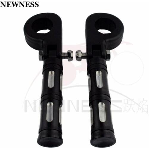 Black 1 1/2" 38mm Motorcycle Foot Pegs Mount Clamp Engine Bar Highway Guard for Harley Yamaha Suzuki