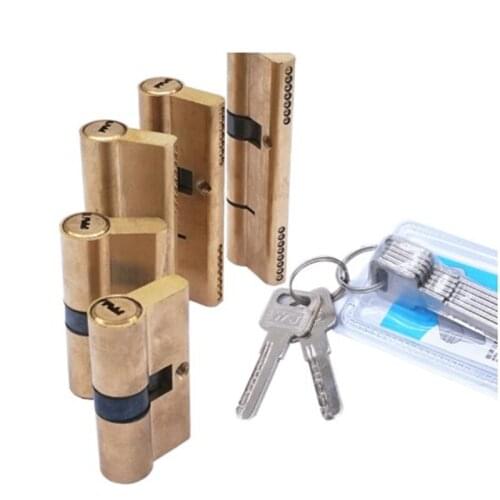 Door Cylinder Biased Lock 65 70 80 90 115mm Cylinder AB Key Anti-Theft Entrance Brass Door Lock Lengthened Core Extended Keys