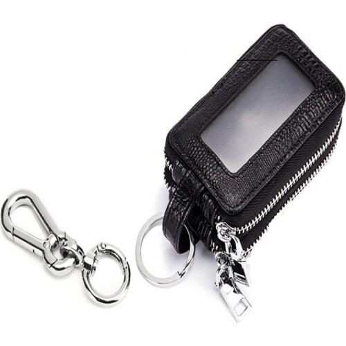 Double Zipper Key Wallets Business Keys Cover Leather Men Key Bag Keys Holde Organizer Small Wallets Housekeeper
