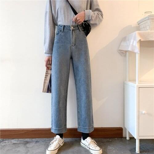 Spring summer 2020 Fashion high-waist jeans women bf large size 5XL fat loose and show thin straight wide legs baggy jeans