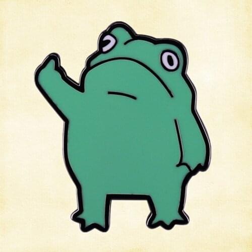 Cute Frog Middle Finger enamel pin Green Animal Toad Herpetologist Froggy gift brooch jewelry