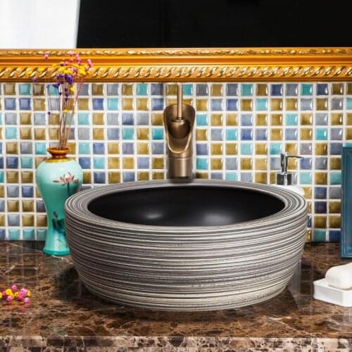 Ceramic Art Basin Sinks Europe Vintage Style Counter Top Wash Basin Bathroom Vessel Sinks vanities bathroom sink bowls