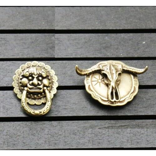 DIY Leather Copper Lion Head Hardware Accessory Cloth Button Brass Luggage holder ring ornament