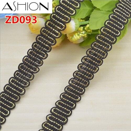 CHICKNIT Width 2.2CM Sewing Lace trim Gold black Centipede Braided Lace Ribbon ZD093