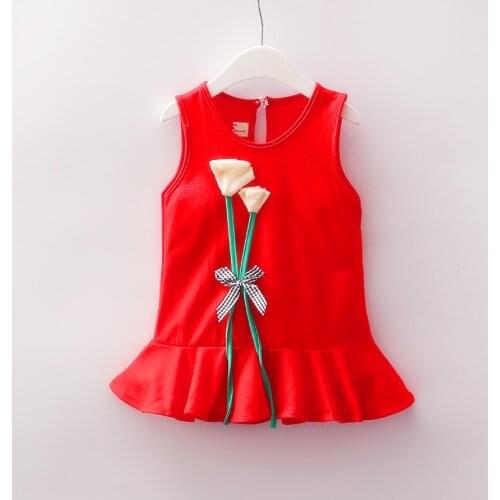 Summer Casual Toddler Girl Dresses 3 Colors Cute Floret Ruffle Princess Baby Dress Comfortable Cotton Kids Clothes Birthday Gift