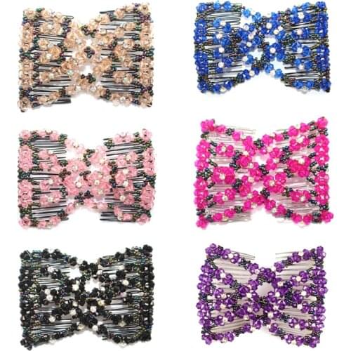 Hot Selling Magic Hair Comb Beaded Double Stretch Fashion Elastic Women Clips DIY Hairstyle Dropshipping