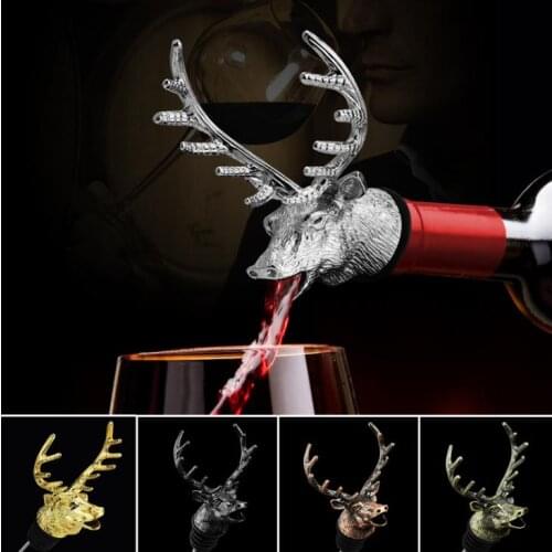 Elk Deer Head Wine Aerator Pourer Zinc Alloy Silicone Rubber Eco-Friendly Reuseable Spout Wine Server Tool Wedding party decor