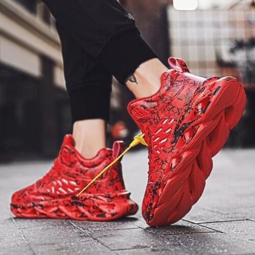 Sneakers Men Graffiti Running Shoes Soft Comfortable Chunky Shock Absorption Trainers Male Fashion Street Casual Footwear Adult