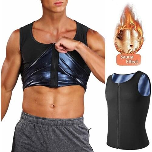 Zipper Mens Waist Trainer Sweat Vest Compression Workout Corset Slimming Sauna Vest Workout Shirt