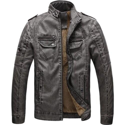 Autumn And Winter Men leather Jacket Warm Plus Velvet Coat Leisure Men Jacket Motorcycle Windproof PU Leather Jacket