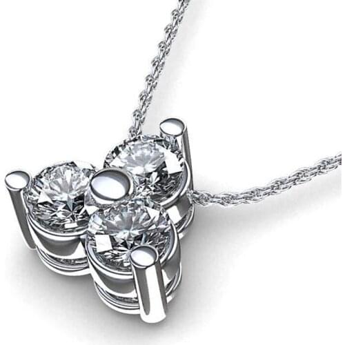 Huitan Simple Design Cubic Zirconia Pendant Necklace for Women Stylish Party Accessories Daily Wear Silver Color Fashion Jewelry