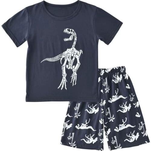 Boys Short Pyjamas Set Summer Pjs Kids Pajama Cotton Sleepwear Nightwear Shirt Tops & Pants Children Outfit Age 2-7T