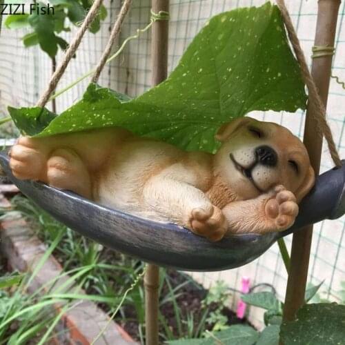 Garden Decoration Rabbit Dog Simulation Animal Swing Tree Hanging Ornament Resin Bear Painted Craft Pastoral Outdoor Decor