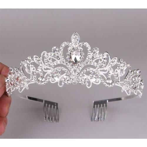 Wedding Crown Crystal Rhinestones Princess Crown with Comb Exquisite Headband for women