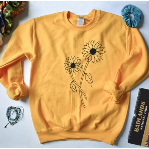 Sunflowers Graphic Sweatshirt Casual Stylish Cotton Clothing Hoodies Floral Sunflowers Grunge Pullover Gift tumblr jumper Tops