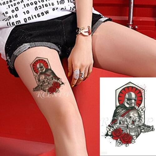 Waterproof Temporary Tattoo Sticker star war Rose Armor Warrior with Gun Fake Tatto Flash Tatoo Hand Arm Art for Men Women