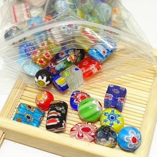 Jewelry Beads Mixed Shape Handmade Millefiori Lampwork Glass Beads, Mixed Color, Mixed size