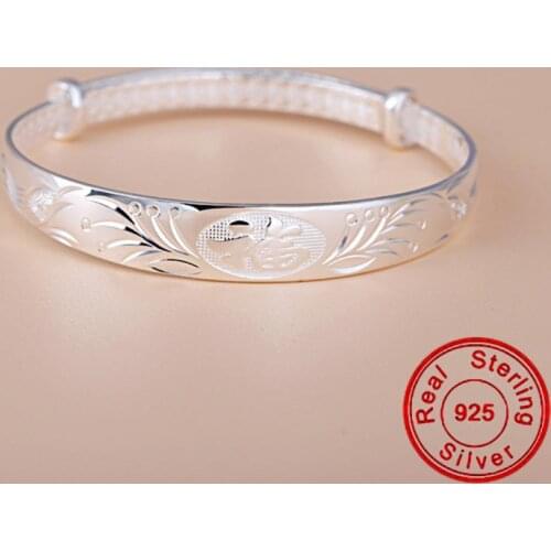 S990 Sterling Silver Bracelet Bangle For Women Simple Pure Silver Hand Chain Bracelet Birthday Christmas Fine Jewelry Gift