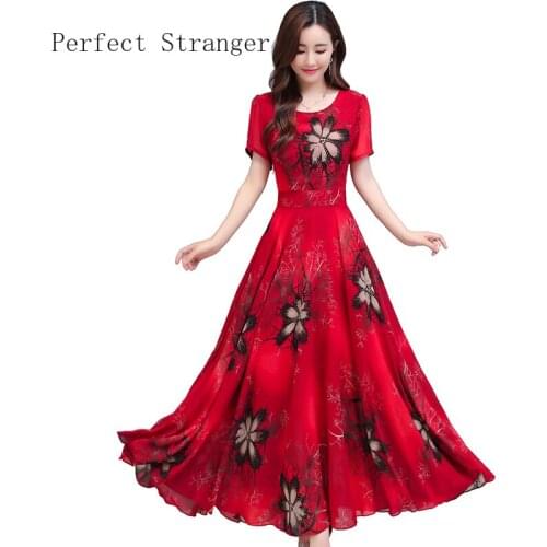 2020 Summer New Arrival High Quality Elegant O Collar Short Sleeve Women Chiffon Long Dress