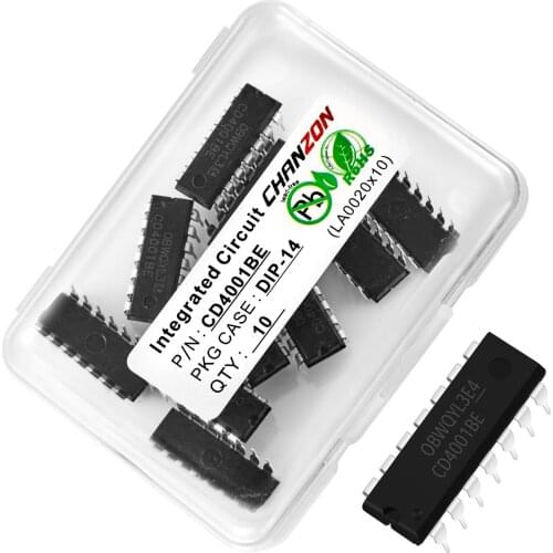 10PCS/LOT CD4001BE CD4001 DIP 4001BE 4001 DIP14 IC Four 2-Input NOR Gate Integrated Circuit Semiconductor New Original In Stock