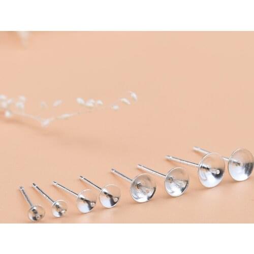 10 pieces of pearl crystal earring accessories 925 sterling silver plain silver tray earrings handmade DIY earring accessories