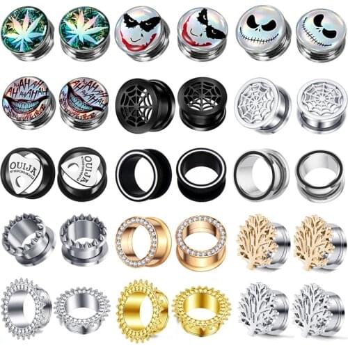 2PCS Stainless Steel Devil Mounth Ear Gauge Plugs And Tunnels Flesh 4-20Mm Weed Gauge Ear Tunnels Plugs Saddle Dilatacion Oreja