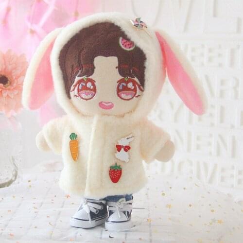 20cm Star Doll Coat Rabbit Plush Warm Coat Blouse Fruit Plush Messenger Bag Doll Jeans Shorts Doll Clothes Doll Accessories