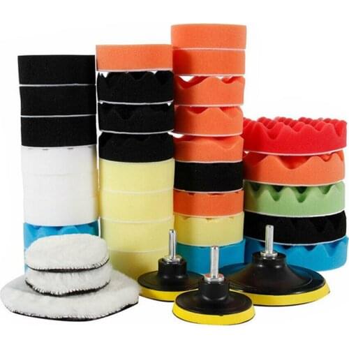 39Pcs Car Polishing Sponge Pad Foam Pad Buffer Waxing Kit Polisher Machine Wax Pads for Removes Scratches Attachment Set